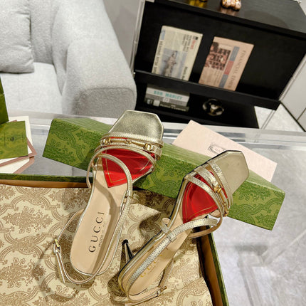 HIGH HEEL 65MM IN LIGHT GOLD CALFSKIN WITH RED HEART