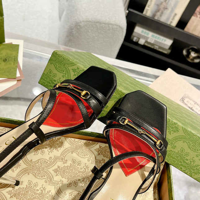 HIGH HEEL 65MM IN BLACK CALFSKIN WITH RED HEART