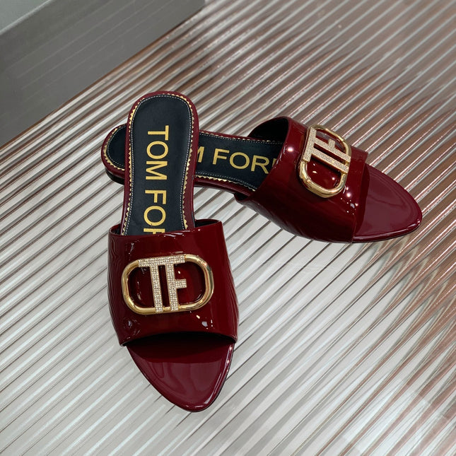 FLAT SLIDE IN WINE RED METALLIC CALFSKIN