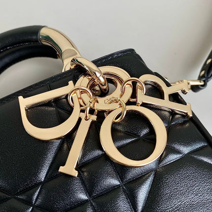 MINI LADY 19 BAG IN BLACK LAMBSKIN