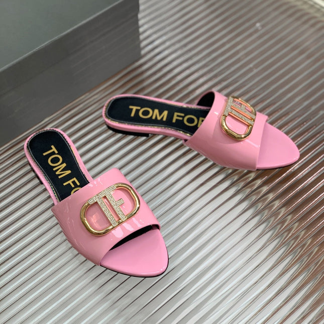 FLAT SLIDE IN BABY PINK METALLIC CALFSKIN