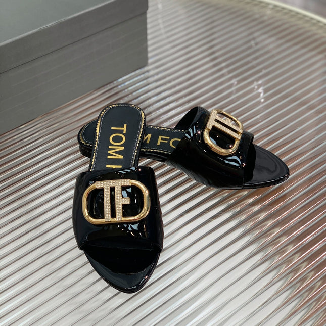 FLAT SLIDE IN BLACK METALLIC CALFSKIN