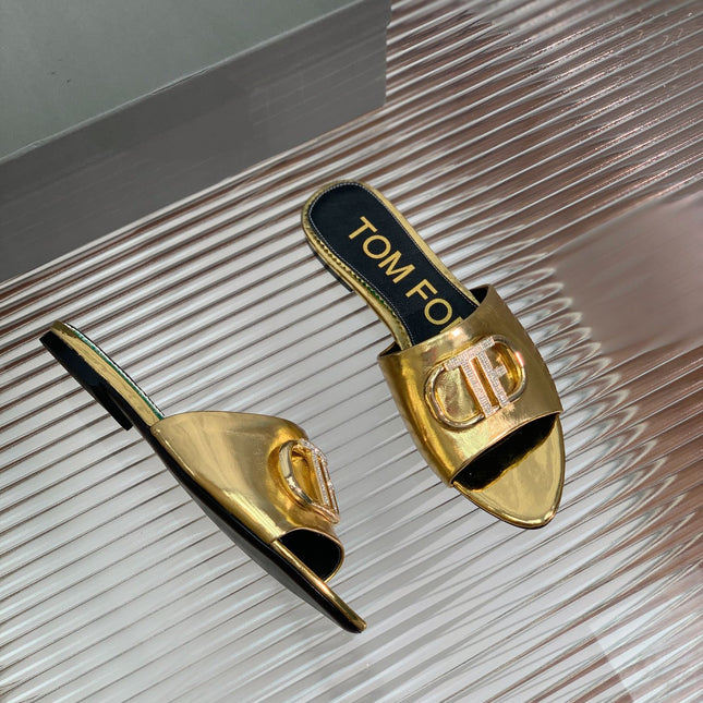 FLAT SLIDE IN GOLD METALLIC CALFSKIN
