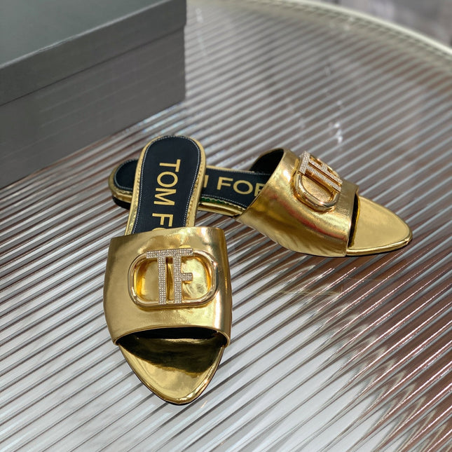 FLAT SLIDE IN GOLD METALLIC CALFSKIN