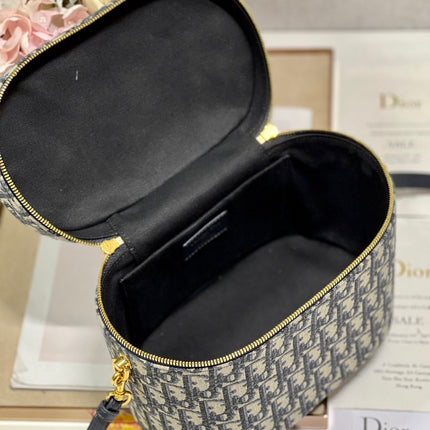 CARO SMALL 24 VANITY CASE IN BLUE MONOGRAM OBLIQUE JACQUARD FABRIC