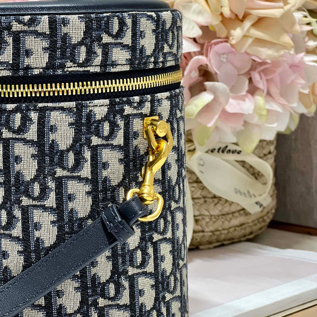CARO SMALL 24 VANITY CASE IN BLUE MONOGRAM OBLIQUE JACQUARD FABRIC