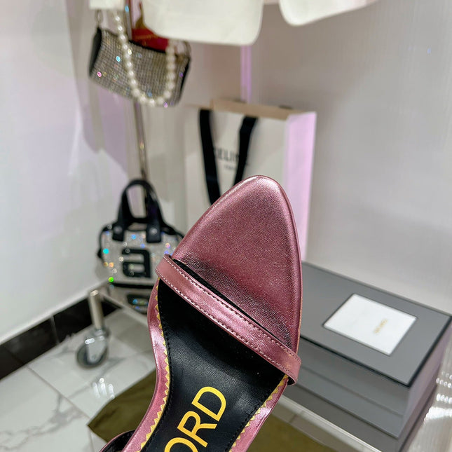 PADLOCK HIGH HEEL 10 CM SANDAL IN CREPE PINK SHEEPSKIN