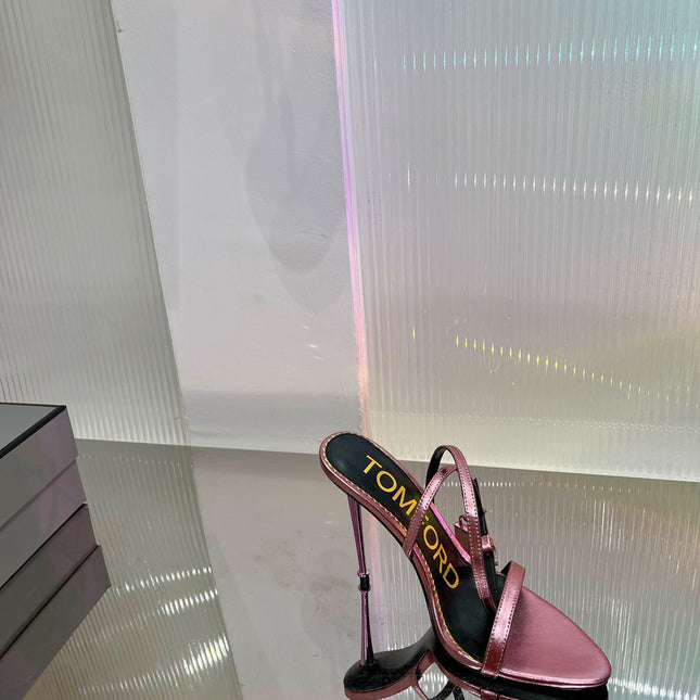 PADLOCK HIGH HEEL 10 CM SANDAL IN CREPE PINK SHEEPSKIN