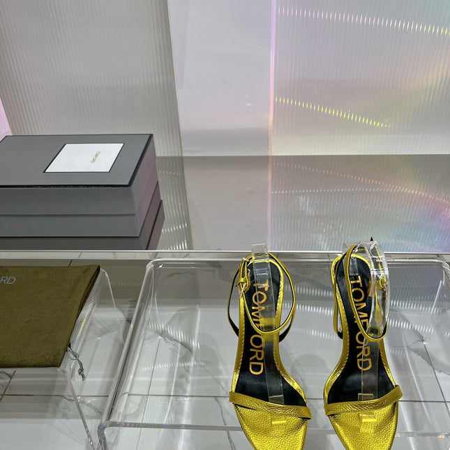 PADLOCK HIGH HEEL 10 CM SANDAL IN LIGHT GOLD SHEEPSKIN