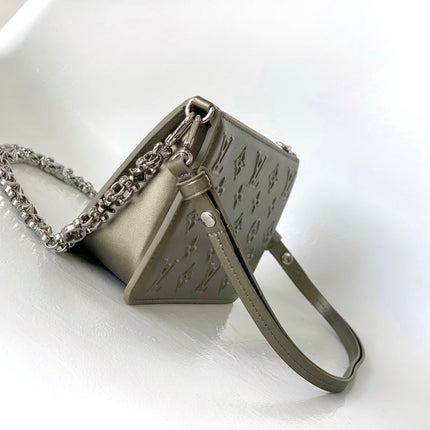 LV 25S LEXINGTON PREMIUM ORIGINAL HANDBAG 21 IN BEIGE GRAY MOONOGRAM CALFSKIN SHIMMERING METALLIC GOLD