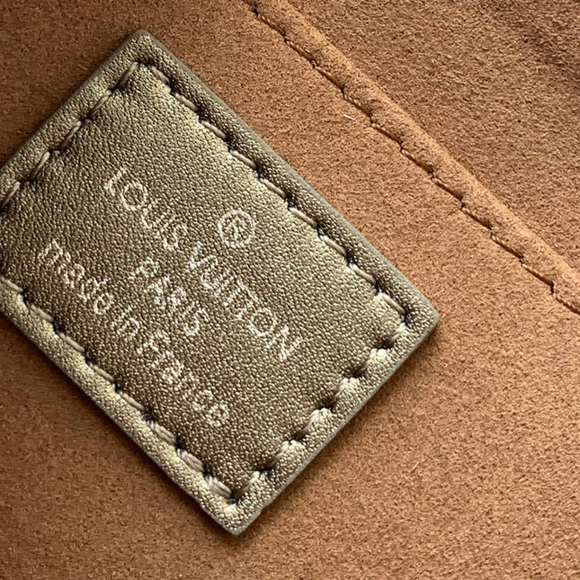 LV 25S LEXINGTON PREMIUM ORIGINAL HANDBAG 21 IN BEIGE GRAY MOONOGRAM CALFSKIN SHIMMERING METALLIC GOLD