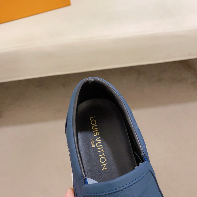 LV LOAFER IN NAVY BLUE DAMIER SHEEPSKIN