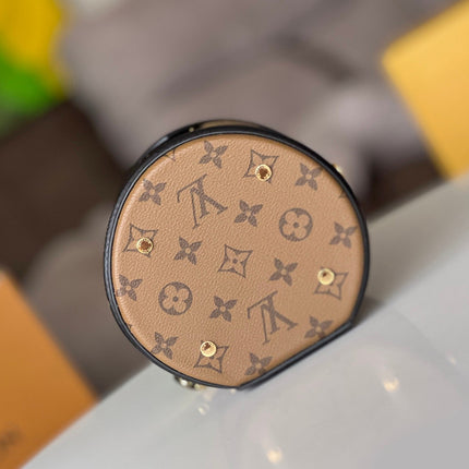 LV 25S PETIT NOE  16 IN BROWN MONOGRAM COATED CANVAS LEATHER TRIM BLACK