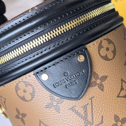 LV 25S PETIT NOE  16 IN BROWN MONOGRAM COATED CANVAS LEATHER TRIM BLACK