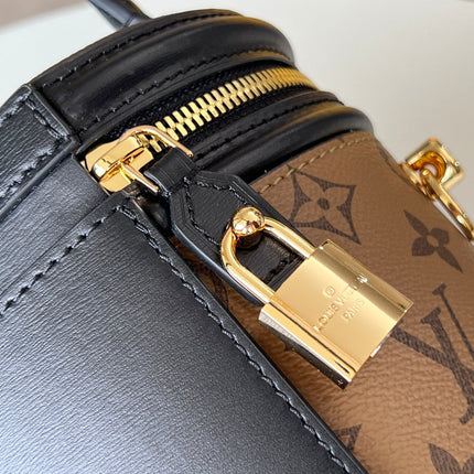 LV 25S PETIT NOE  16 IN BROWN MONOGRAM COATED CANVAS LEATHER TRIM BLACK