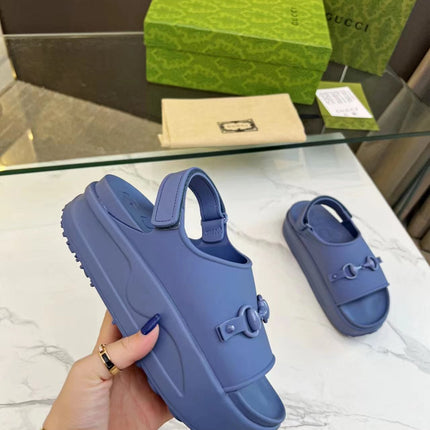 HORSEBIT FLATFORM SANDAL 5 CM IN AEGEAN BLUE IMPORTED TPU