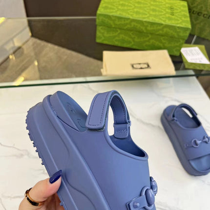 HORSEBIT FLATFORM SANDAL 5 CM IN AEGEAN BLUE IMPORTED TPU