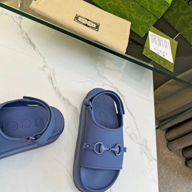 HORSEBIT FLATFORM SANDAL 5 CM IN AEGEAN BLUE IMPORTED TPU