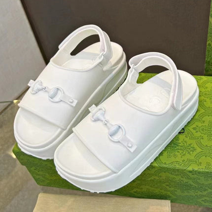 HORSEBIT FLATFORM SANDAL 5 CM IN WHITE IMPORTED TPU