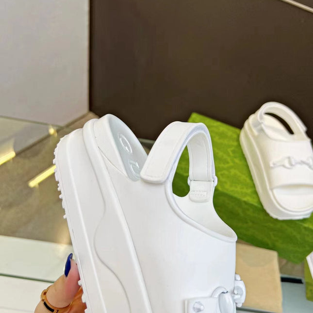 HORSEBIT FLATFORM SANDAL 5 CM IN WHITE IMPORTED TPU