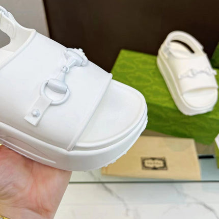 HORSEBIT FLATFORM SANDAL 5 CM IN WHITE IMPORTED TPU
