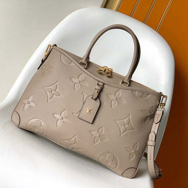 LV 25S TRIANON MM BAG 36 IN WARM TAUPE CALFSKIN GOLD HARDWARE