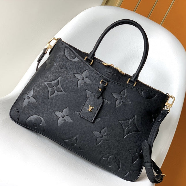 LV 25S TRIANON MM BAG 36 IN BLACK CALFSKIN GOLD HARDWARE