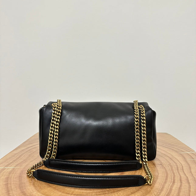 CALYPSO 26 BLACK LAMBSKIN CHAIN BAG