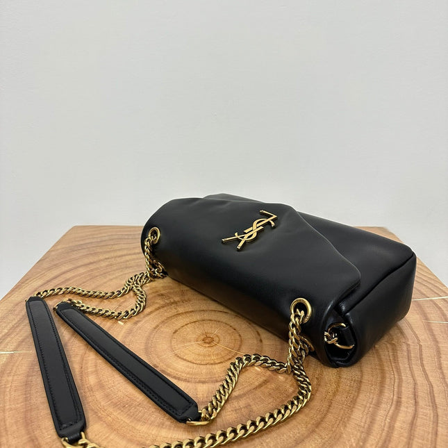 CALYPSO 26 BLACK LAMBSKIN CHAIN BAG