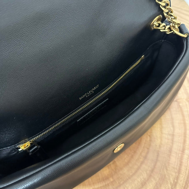 CALYPSO 26 BLACK LAMBSKIN CHAIN BAG