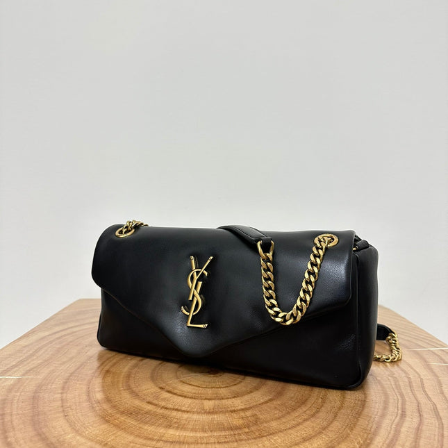 CALYPSO 26 BLACK LAMBSKIN CHAIN BAG