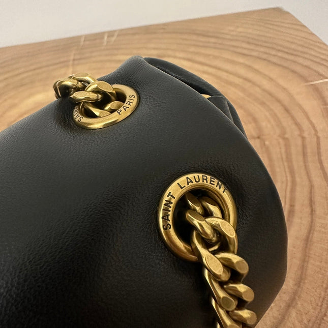 CALYPSO 26 BLACK LAMBSKIN CHAIN BAG