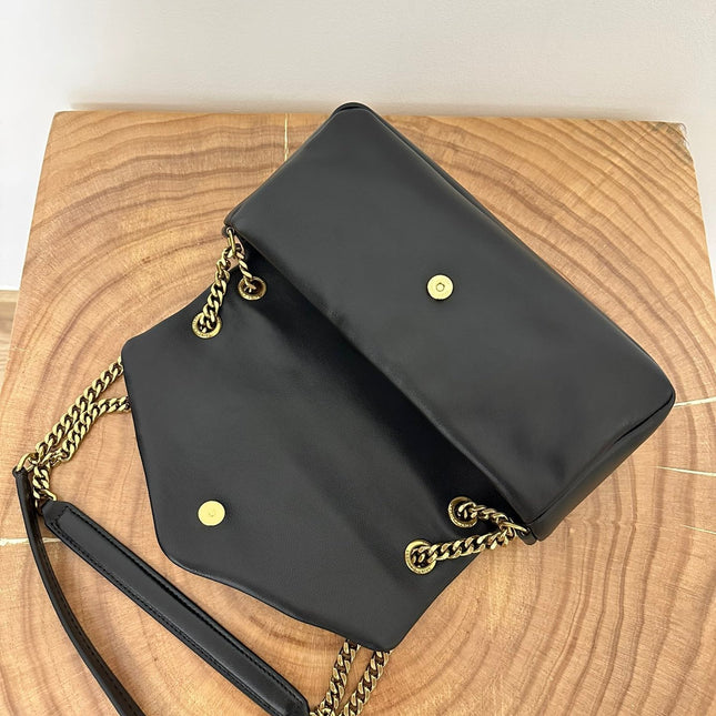 CALYPSO 26 BLACK LAMBSKIN CHAIN BAG