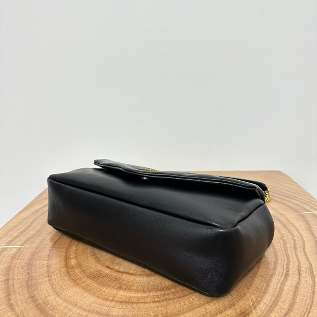 CALYPSO 26 BLACK LAMBSKIN CHAIN BAG