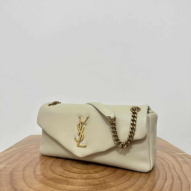 CALYPSO 26 MILKY WHITE LAMBSKIN CHAIN BAG