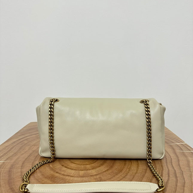 CALYPSO 26 MILKY WHITE LAMBSKIN CHAIN BAG