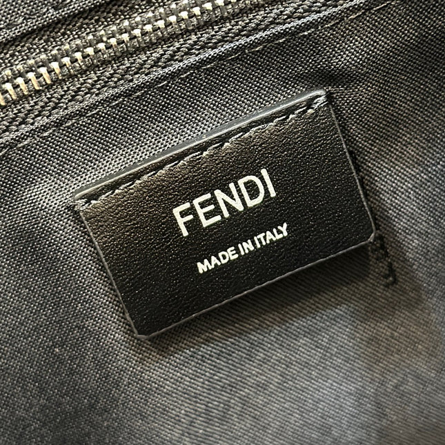 FENDI STRIKE LARGE 46 FF MIDNIGHT BLUE JACQUARD FABRIC BACKPACK