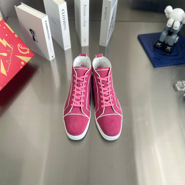 VARSILOUIS HIGH-TOP FLAT SNEAKERS IN ROSE PINK SUEDE