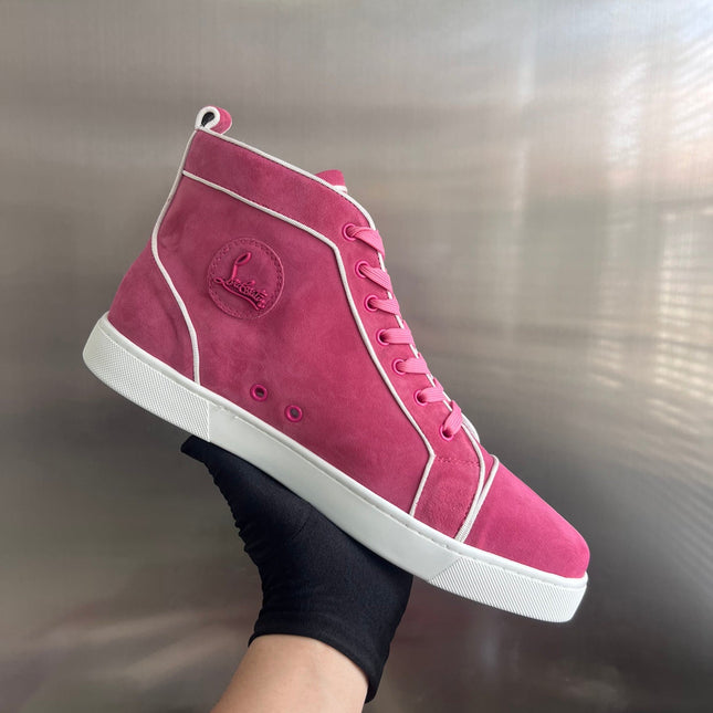 VARSILOUIS HIGH-TOP FLAT SNEAKERS IN ROSE PINK SUEDE