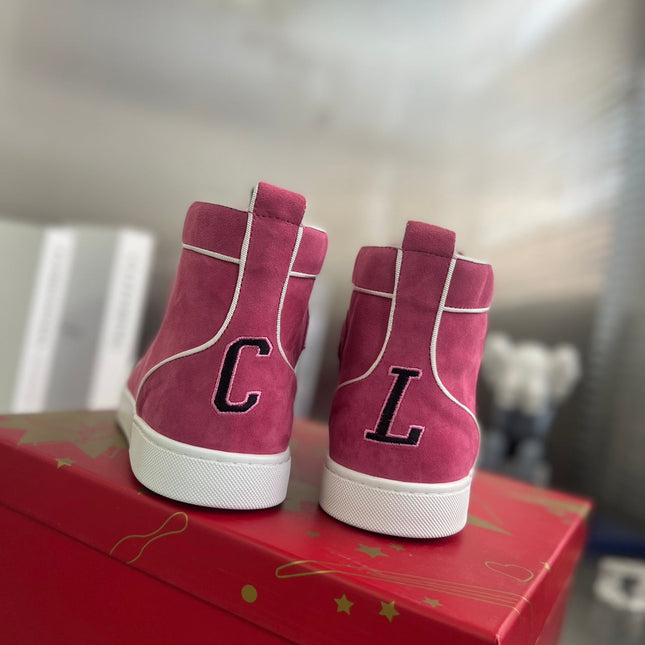 VARSILOUIS HIGH-TOP FLAT SNEAKERS IN ROSE PINK SUEDE