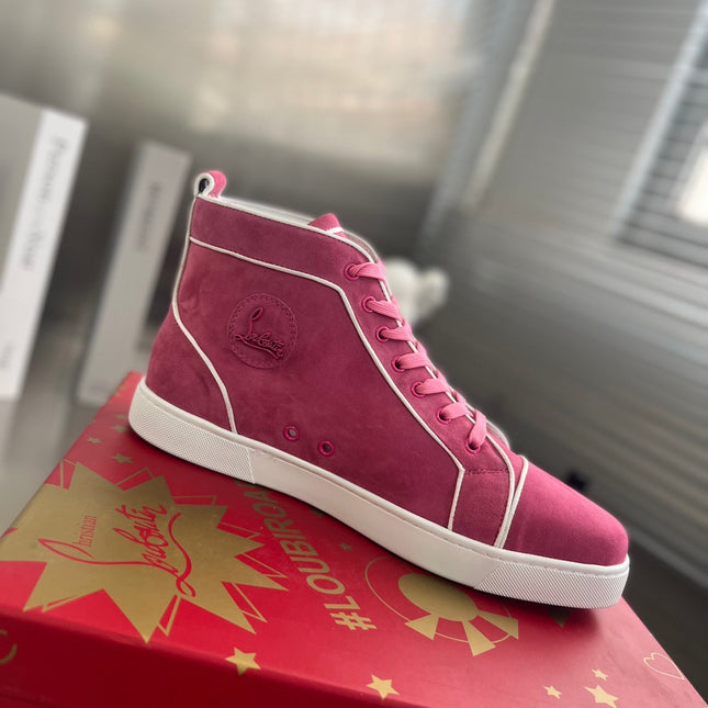 VARSILOUIS HIGH-TOP FLAT SNEAKERS IN ROSE PINK SUEDE