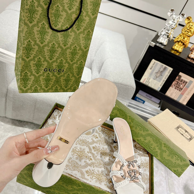 GG CRYSTAL MID - HEEL WHITE CALFSKIN