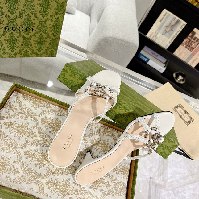 GG CRYSTAL MID - HEEL WHITE CALFSKIN