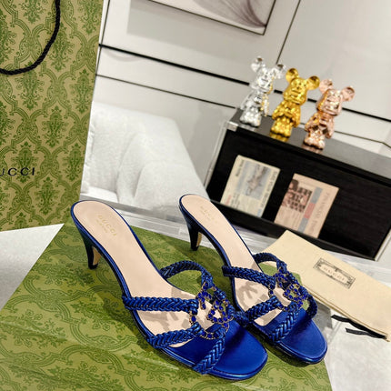 GG CRYSTAL MID - HEEL AZURE CALFSKIN