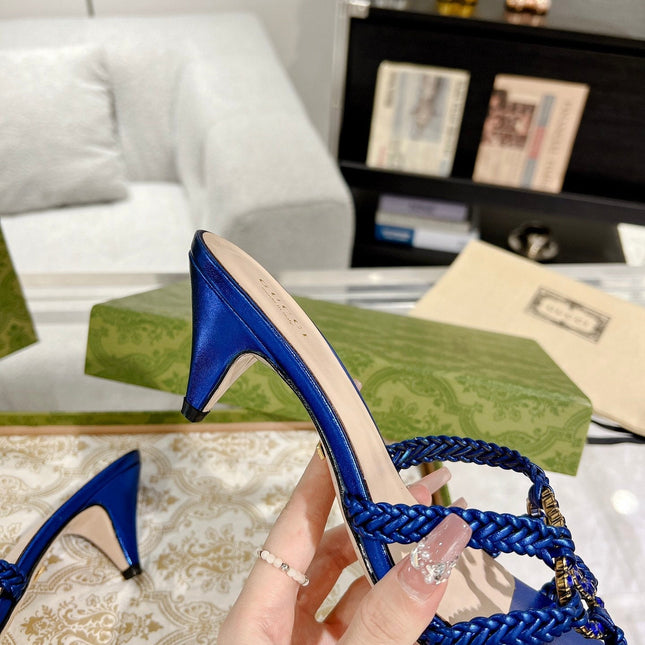 GG CRYSTAL MID - HEEL AZURE CALFSKIN