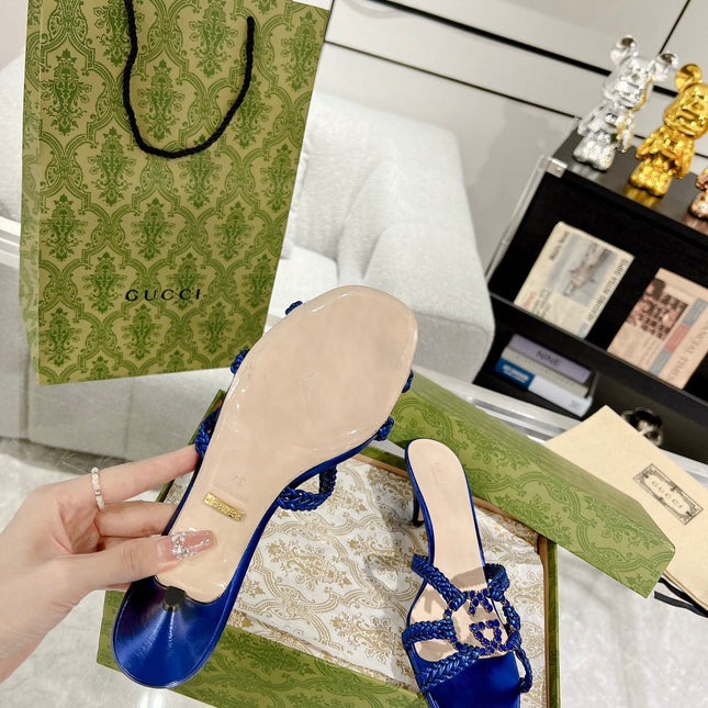 GG CRYSTAL MID - HEEL AZURE CALFSKIN