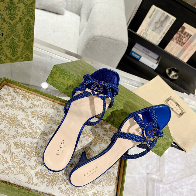 GG CRYSTAL MID - HEEL AZURE CALFSKIN