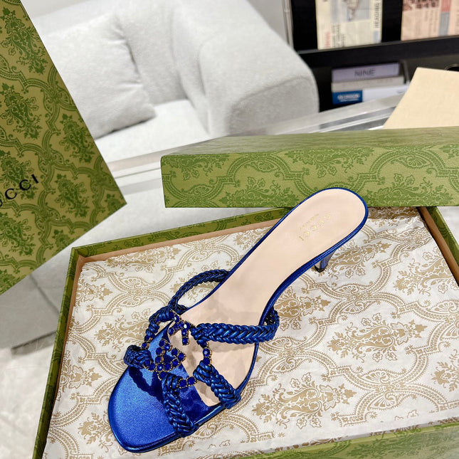 GG CRYSTAL MID - HEEL AZURE CALFSKIN