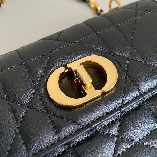 MINI CHAIN BAG 17 IN BLACK CALFSKIN