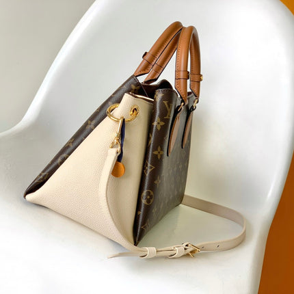 LV 25S OPÉRA MEDIUM BAG 36 IN BROWN AND CREAM MONOGRAM CALFSKIN GOLD HARDWARE